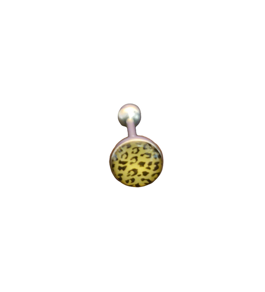 Stainless Steel 316L White Leopard Print Tongue Piercing