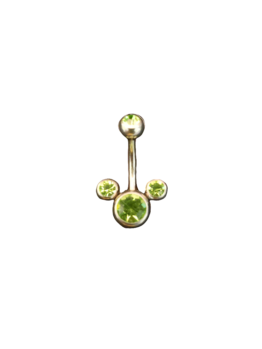 Stainless Steel Green Crystal Belly Piercing