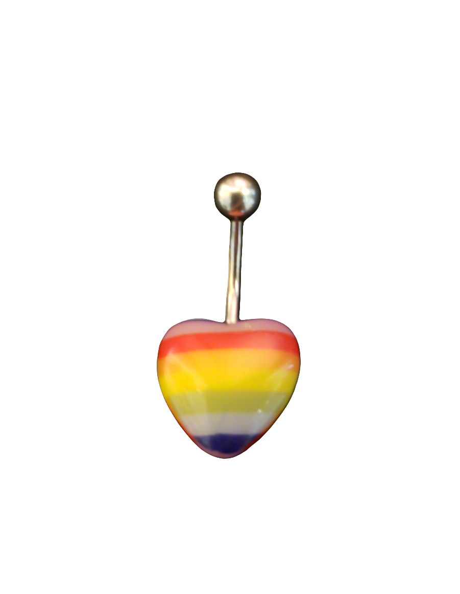 Stainless Steel Rainbow Acrylic Heart Belly Piercing