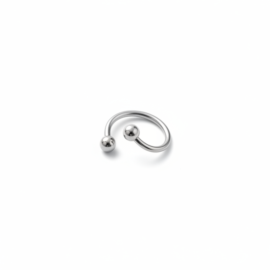 Multi-Purpose Steel Curled Barbell in 316l stainless steel.