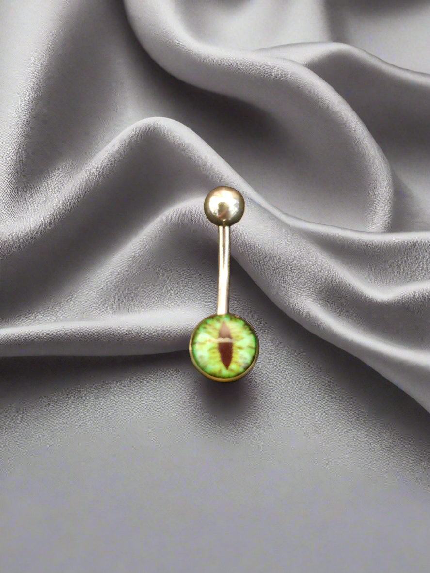 Stainless Steel Green Snake Eye Belly Piercing