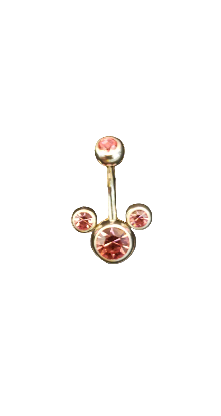 Stainless Steel Pink Crystal Belly Piercing