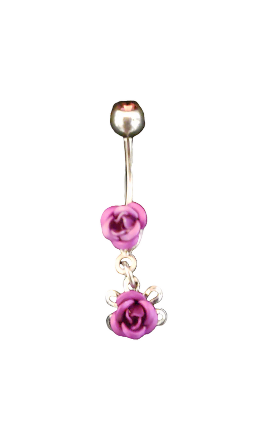 Belly Piercing Stainless Steel 316L with Dangling Rose