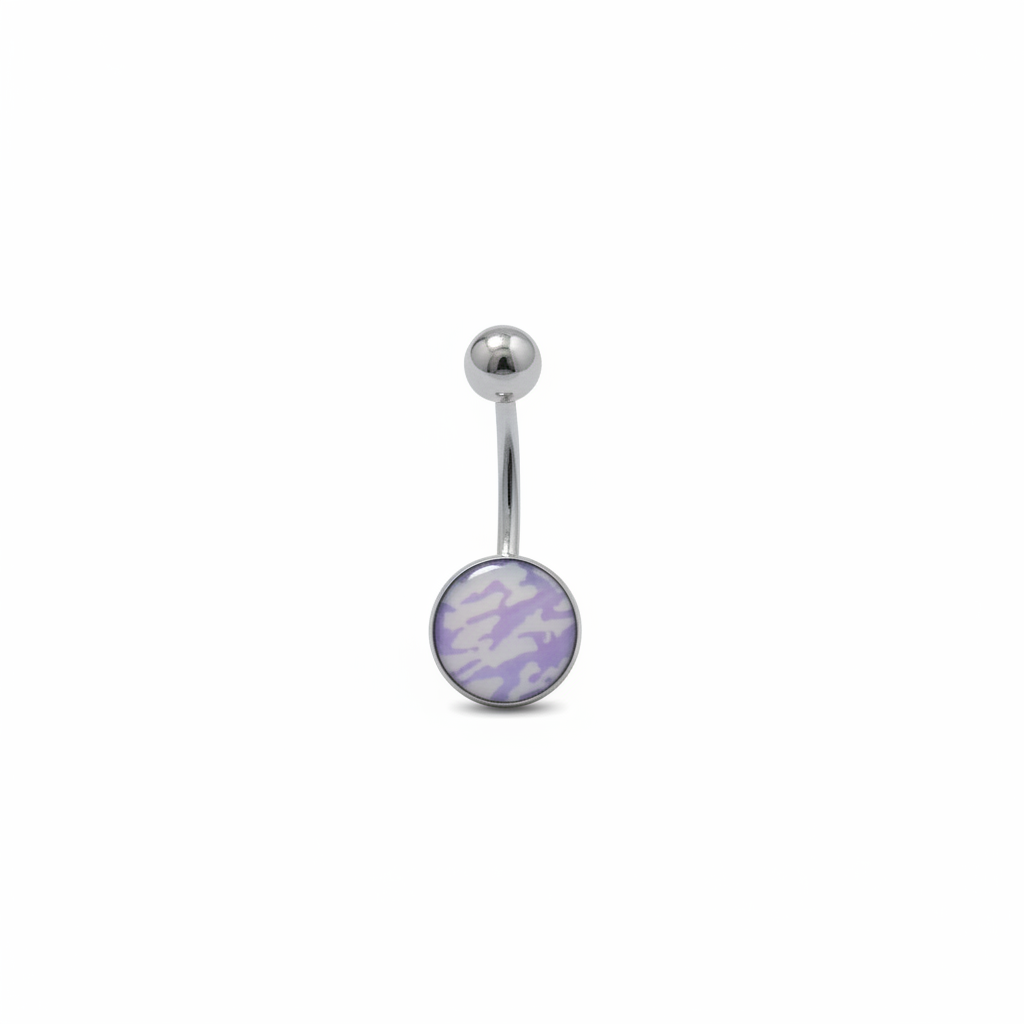 Blue Camouflage belly button ring in 316l stainless steel