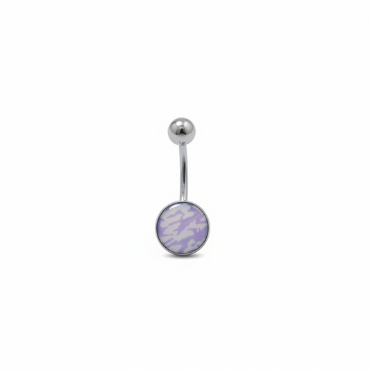 Blue Camouflage belly button ring in 316l stainless steel