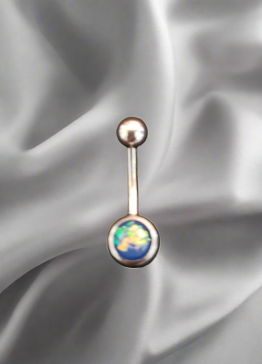 Stainless Steel Navy Opal Belly Piercing