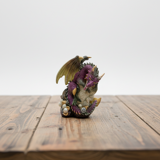 Dragon on Skull Head Purple Figurine
