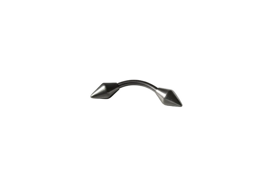Beveled Steel Cone Eyebrow Ring in 316l stainless steel close up detail.