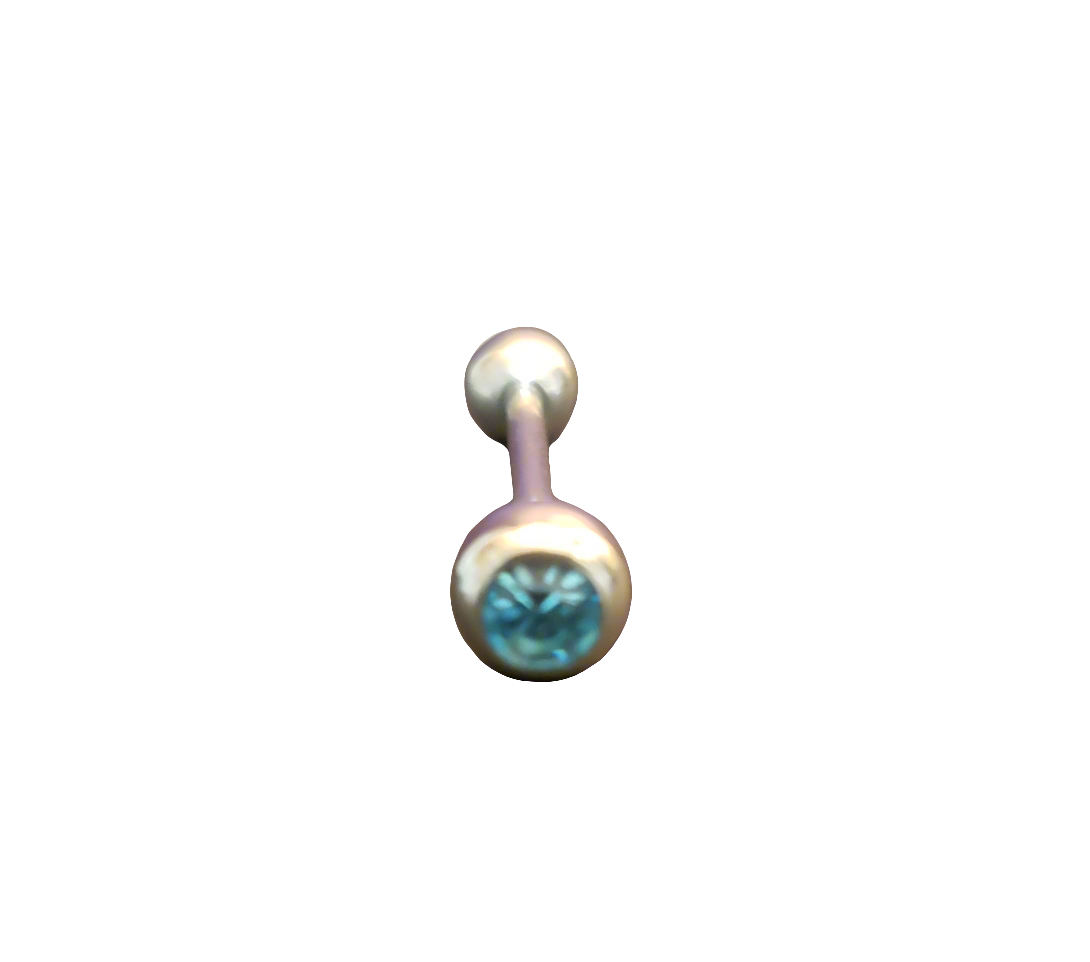 Stainless Steel 316L Aqua Crystal Tongue Piercing