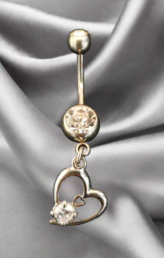 Belly Piercing Stainless Steel 316L with Dangling Heart