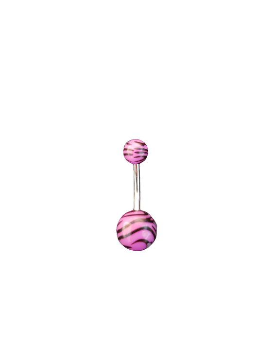 Stainless Steel Purple Tiger Striped Belly Piercing