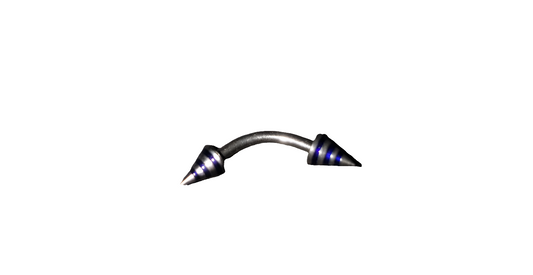 Steel Eye Brow Piercing with Blue Striped Spikes