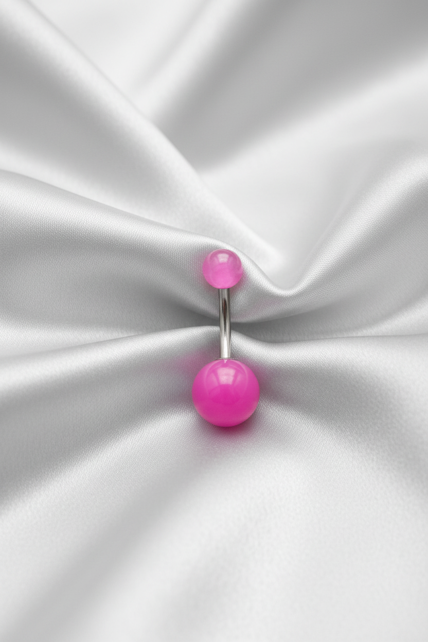 Purple Glow acrylic belly button ring - 316l stainless steel