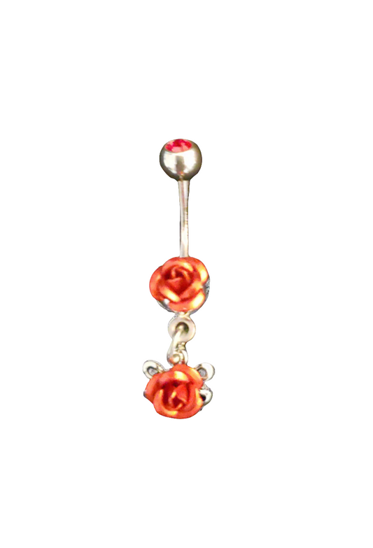 Belly Piercing Stainless Steel 316L with Dangling Rose