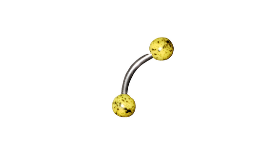 Steel Eye Brow Piercing with Yellow Acrylic Ball Ends