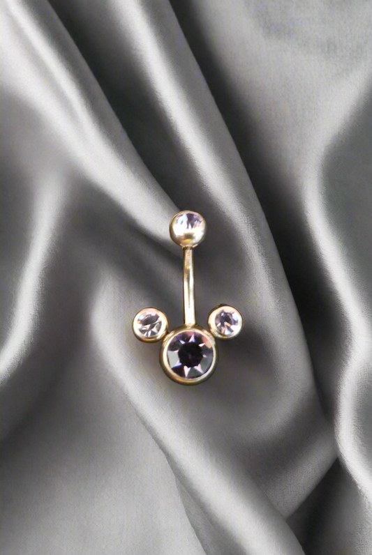 Stainless Steel Purple Crystal Belly Piercing