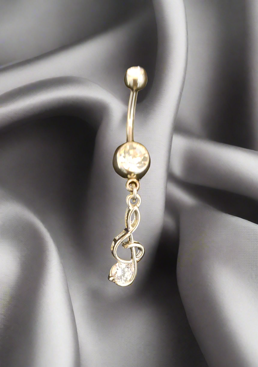 Belly Piercing Stainless Steel 316L with Dangling Treble Clef