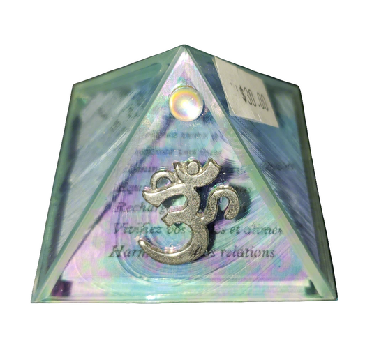 Glass Mini Pyramid with Ohm Symbol