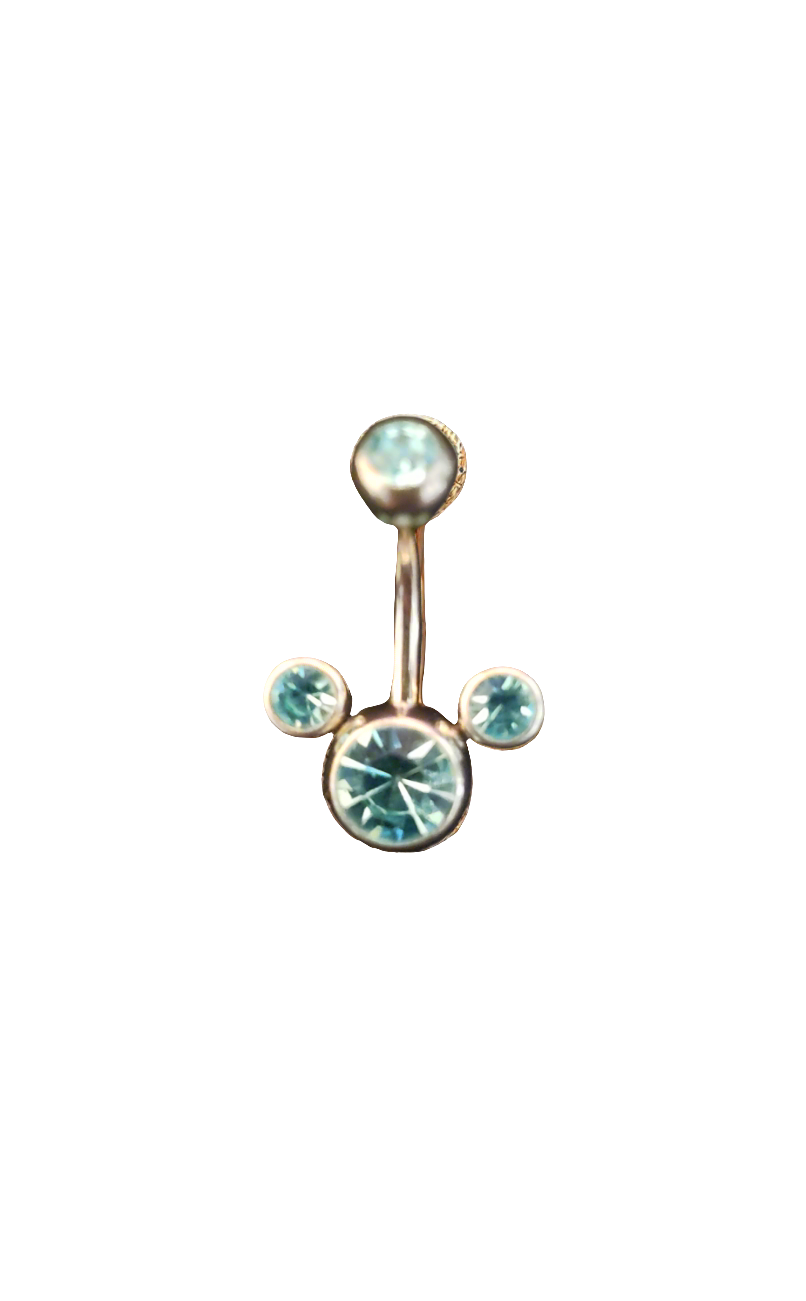 Stainless Steel Aqua Crystal Belly Piercing