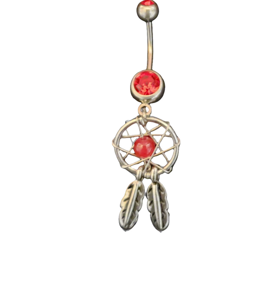 Belly Piercing Stainless Steel 316L with Dangling Dream Catcher