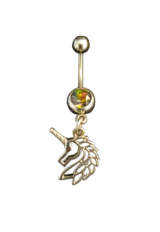 Belly Piercing Stainless Steel 316L with Dangling Unicorn