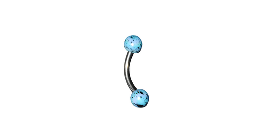 Steel Eye Brow Piercing with Blue &Black Acrylic Ball Ends