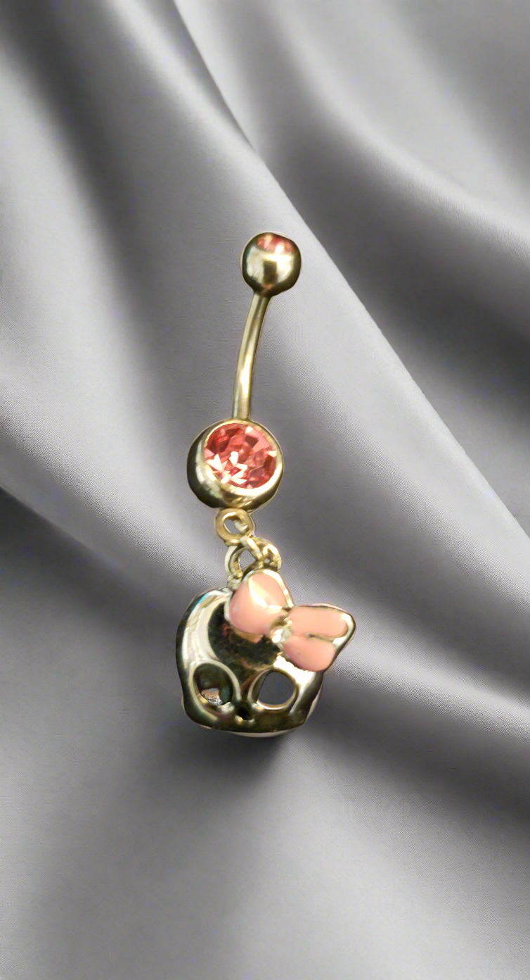 Belly Piercing Stainless Steel 316L with Cute Dangling Skull