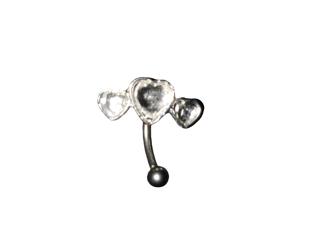Clear Crystal Triple Heart Steel Eye Brow Piercing