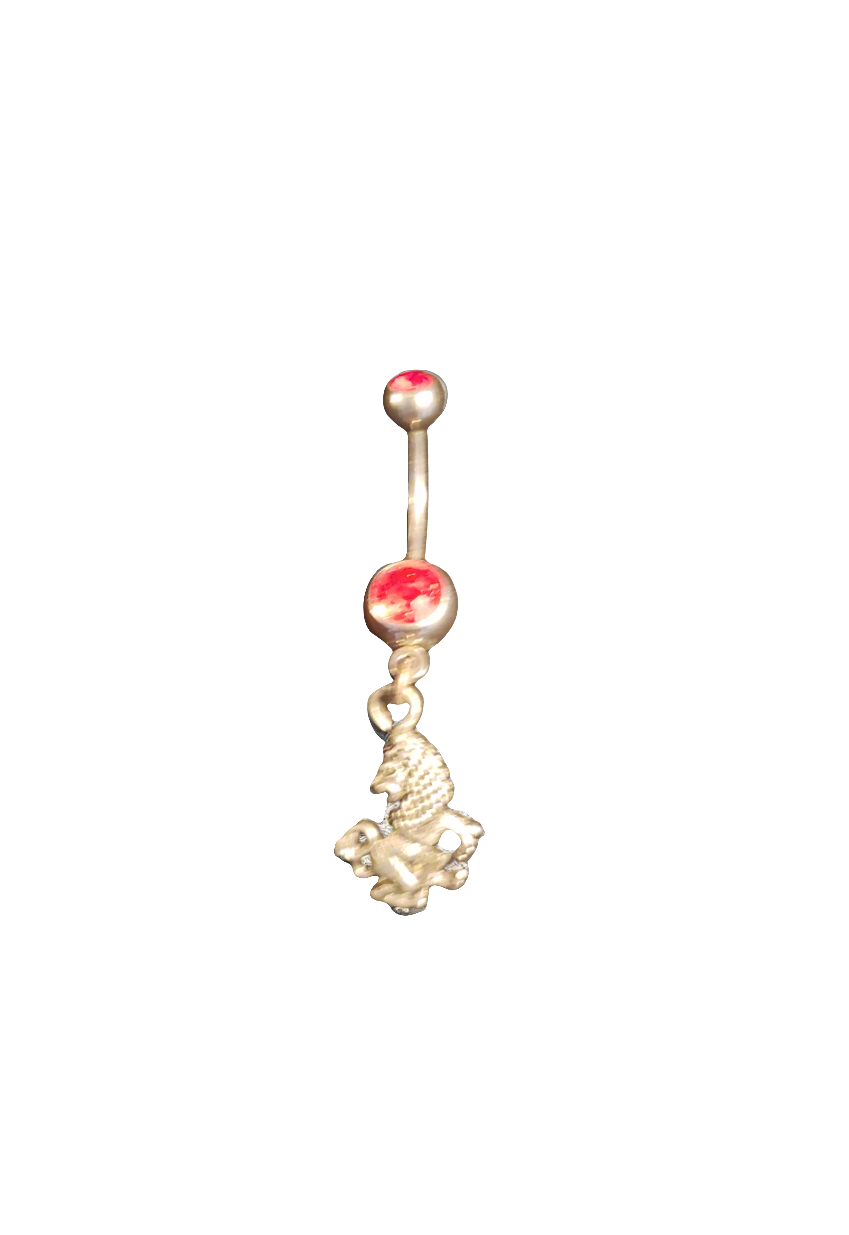 Belly Piercing Stainless Steel 316L with Dangling Leo Charm