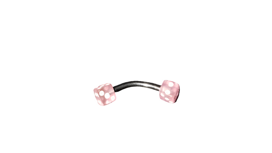 Light Pink Acrylic Dice Steel Eye Brow Piercing