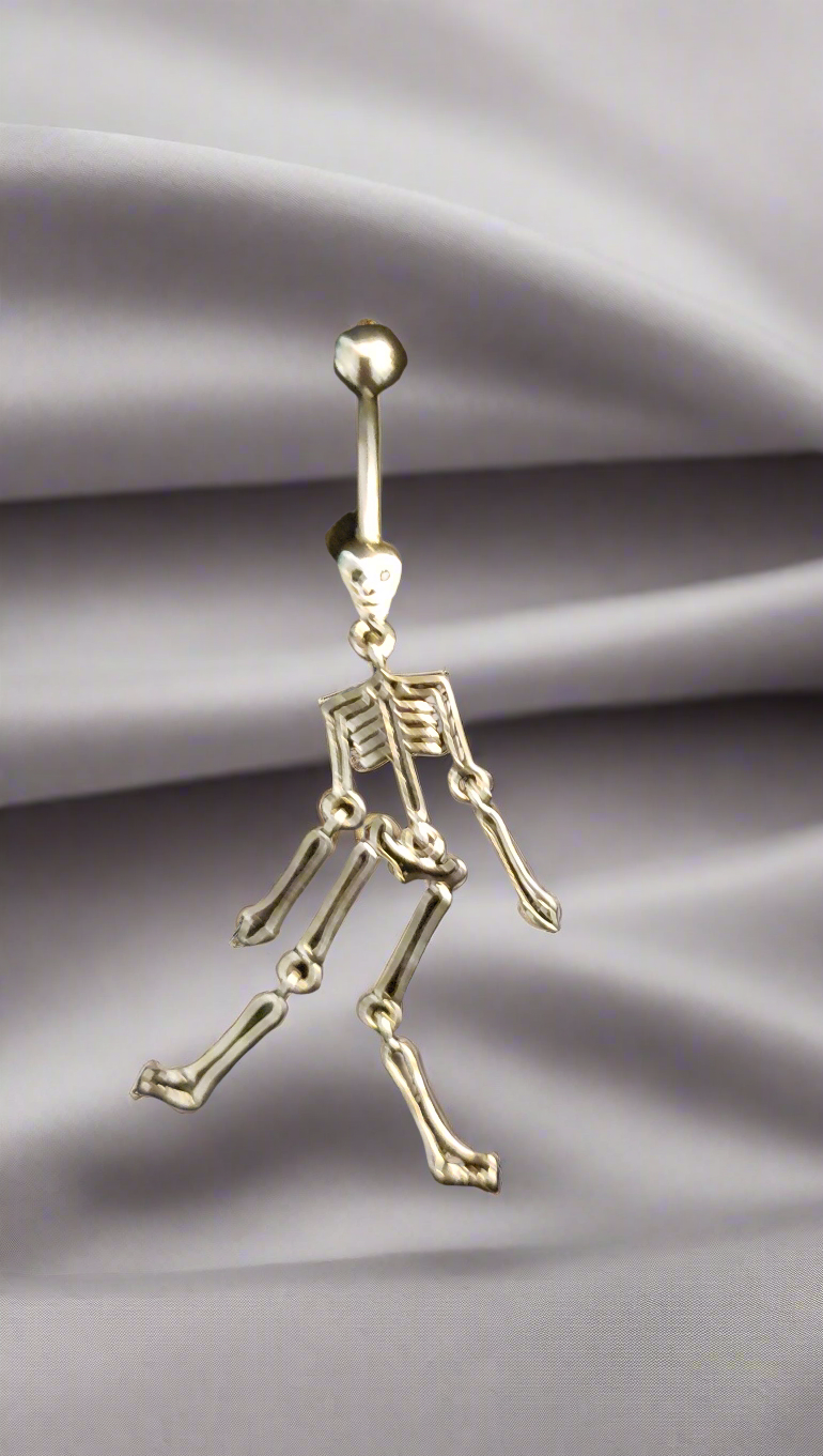 Belly Piercing Stainless Steel 316L with Dangling Skeleton