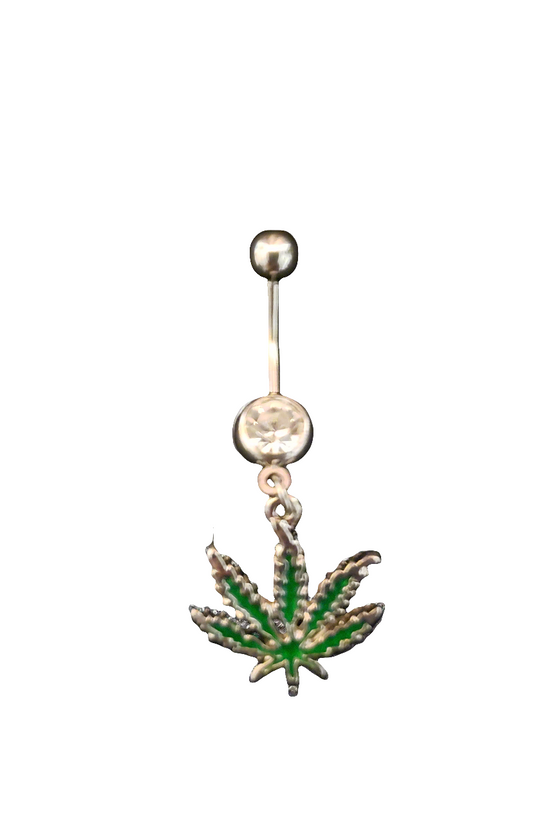 Belly Piercing Stainless Steel 316L with Dangling Leaf