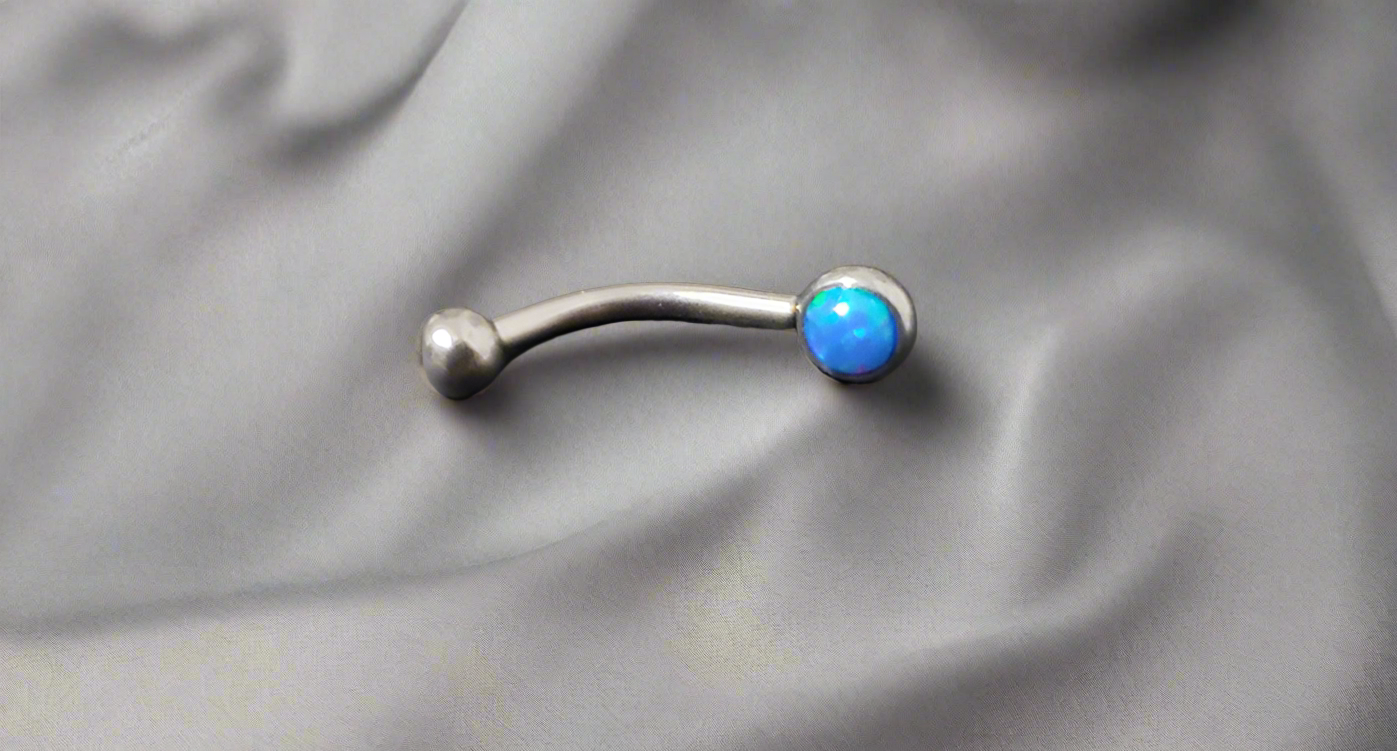 Aqua Opal Steel Eye Brow Piercing