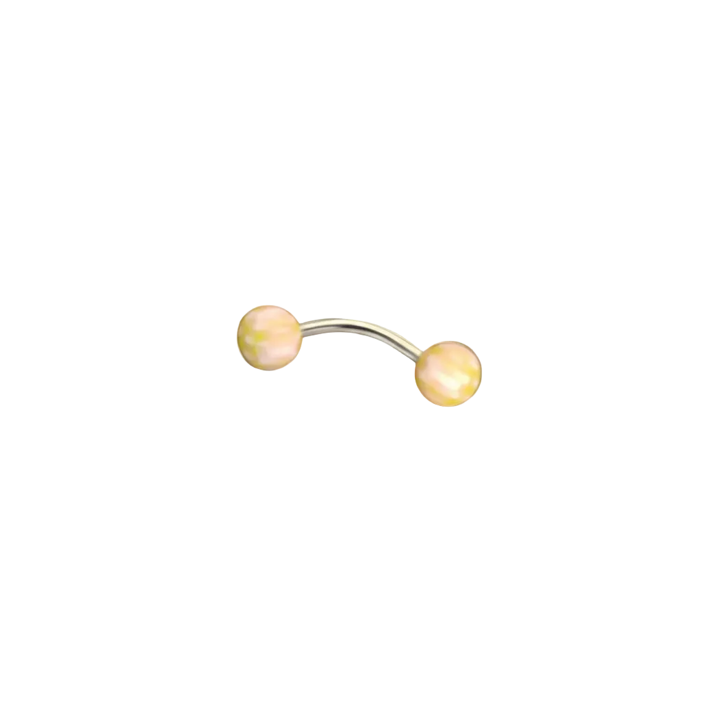 Peach & Beige acrylic belly button ring -in 316l stainless steel