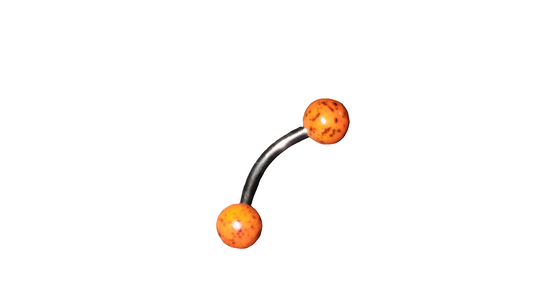 Steel Eye Brow Piercing with Orange Acrylic Ball Ends