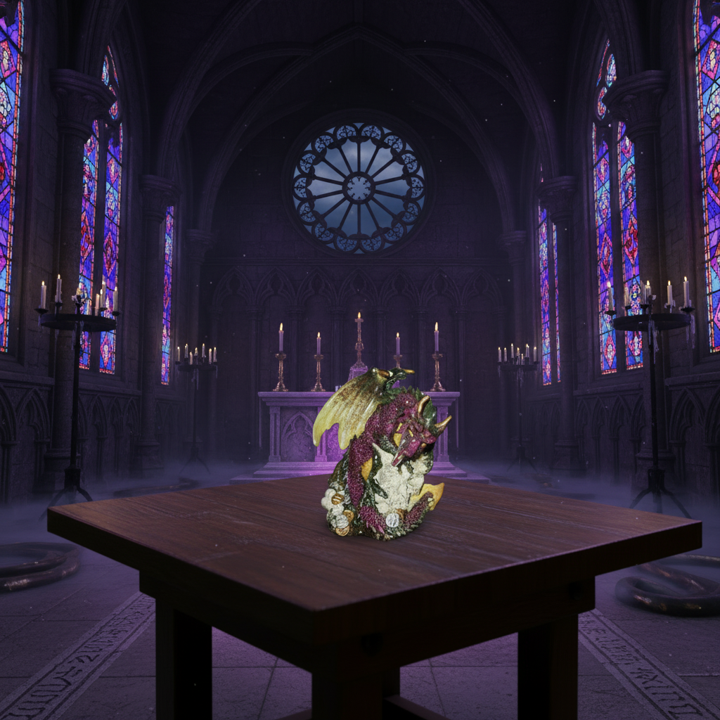 Dragon on Skull Head Purple Figurine