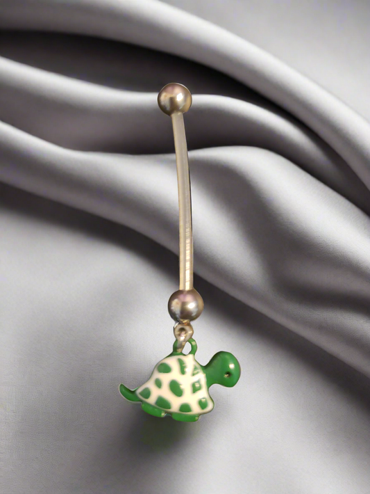 Pregnancy Belly Piercing with Turtle Charm