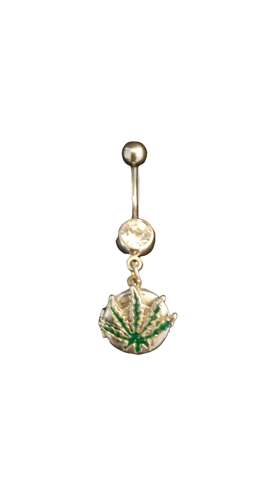 Belly Piercing Stainless Steel 316L with Dangling Leaf Locket