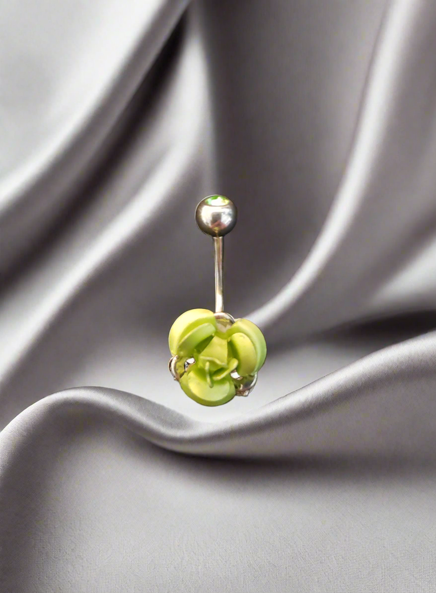 Stainless Steel Green Rose Belly Piercing