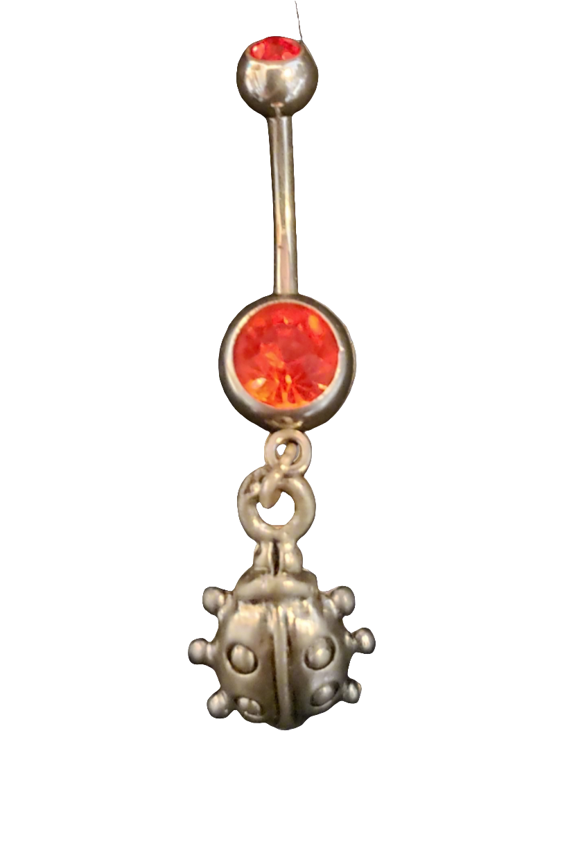 Belly Piercing Stainless Steel 316L with Dangling Lady Bug