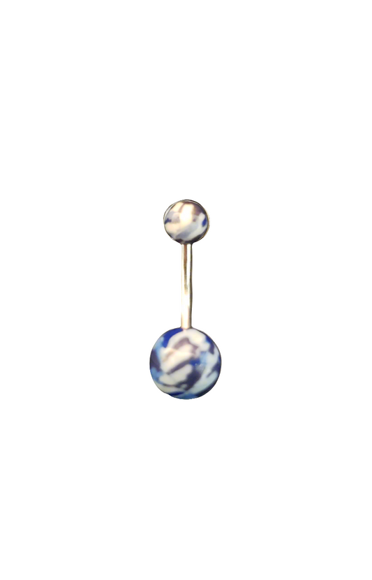 Stainless Steel Blue Camouflage Acrylic Belly Piercing