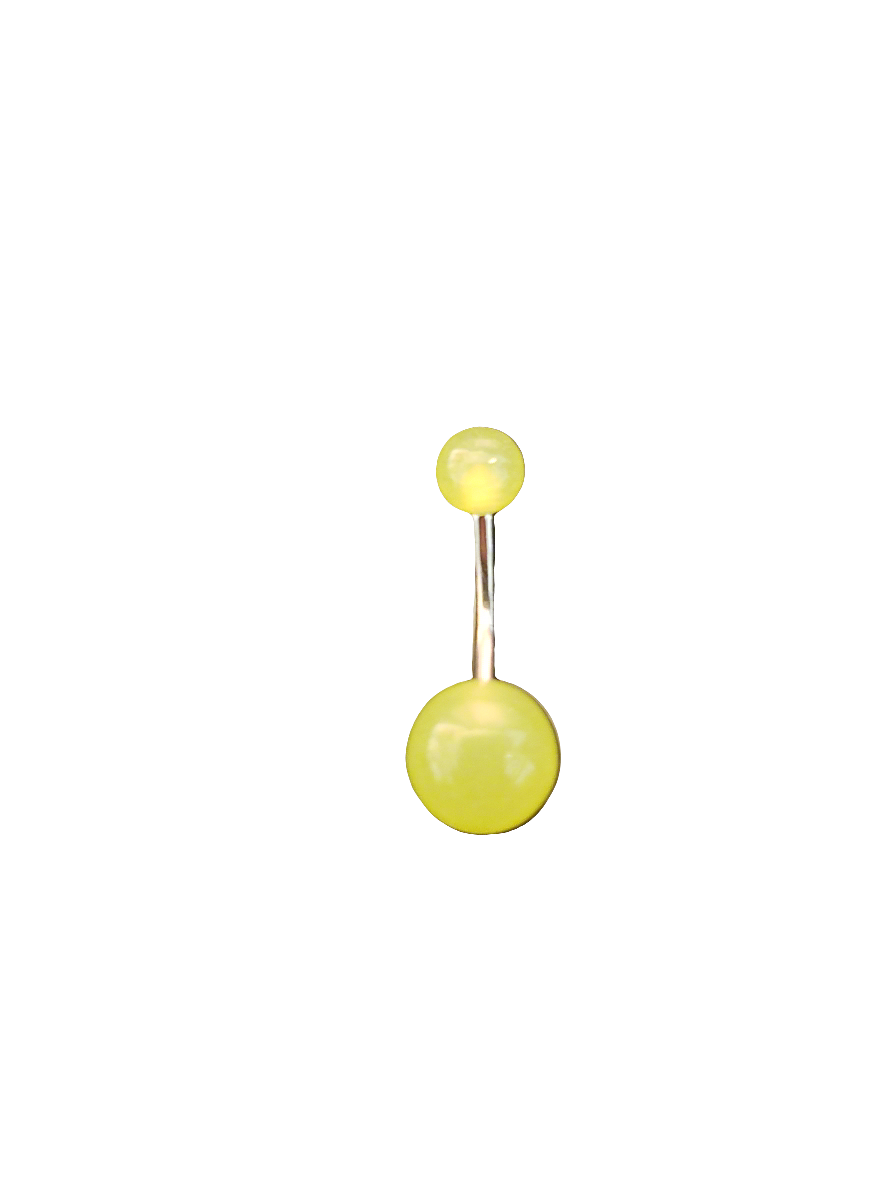 Stainless Steel Yellow Glow Acrylic Belly Piercing