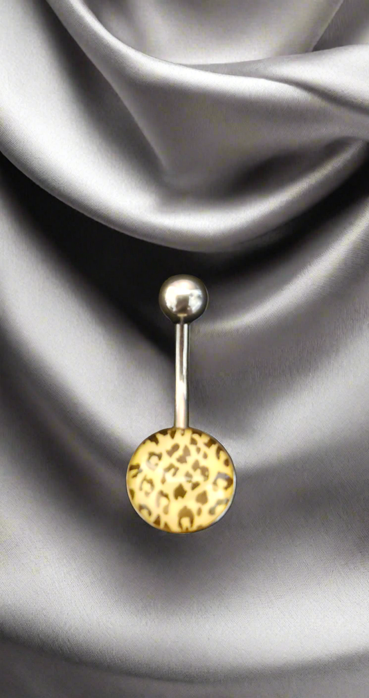 Stainless Steel White Leopard Print Belly Piercing