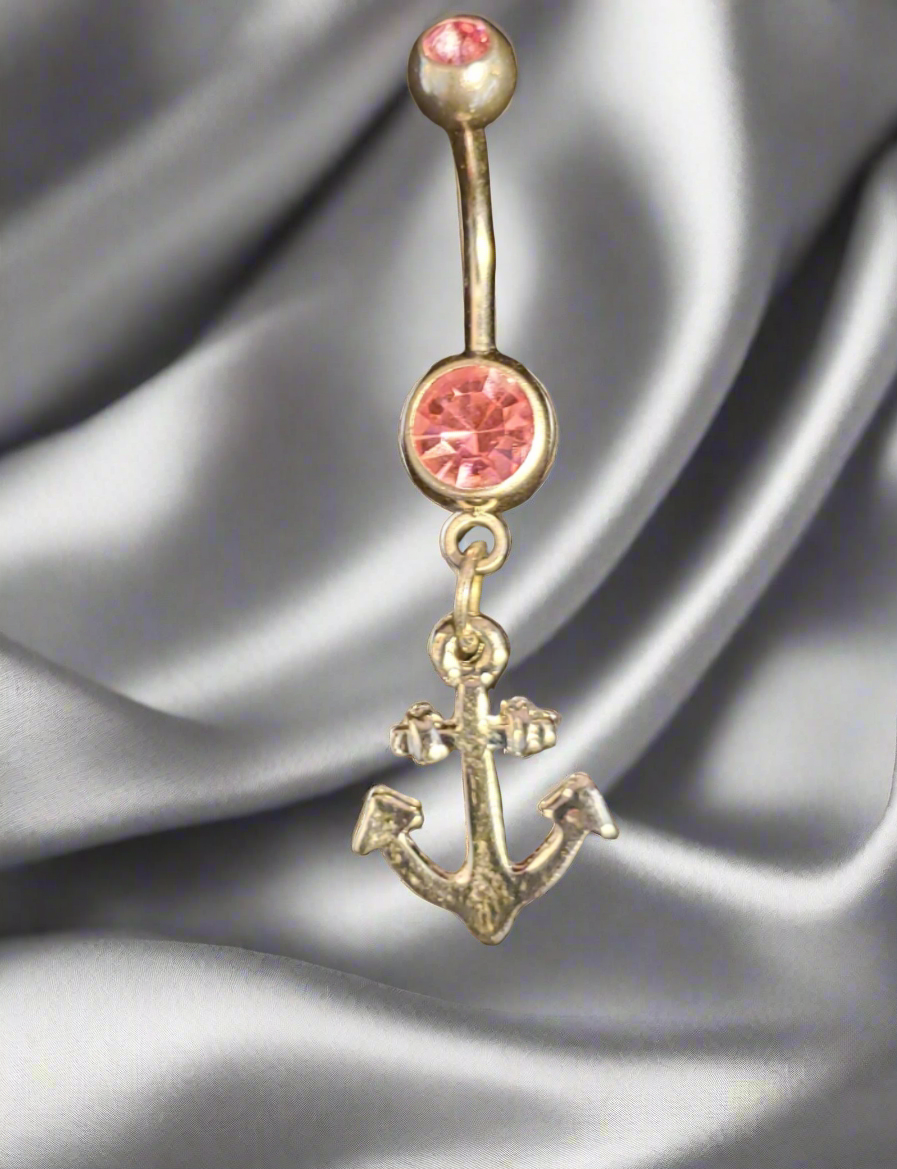 Belly Piercing Stainless Steel 316L with Dangling Small Anchor