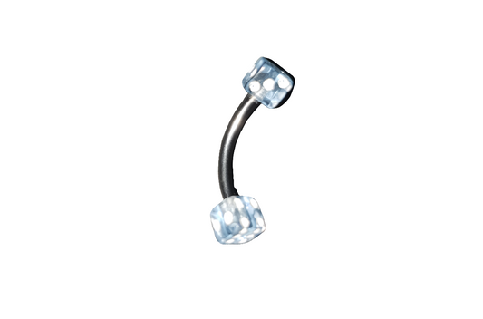 Light Blue Acrylic Dice Steel Eye Brow Piercing