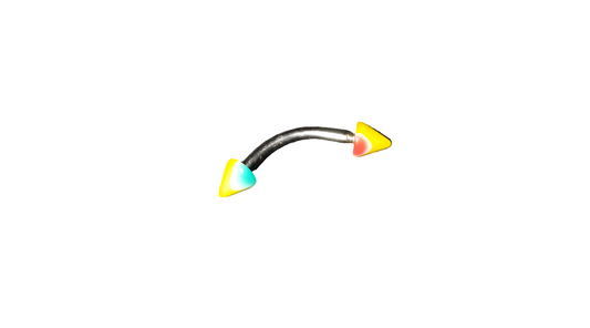 Steel Eye Brow Piercing with Red/Green/Yellow Acrylic Spikes