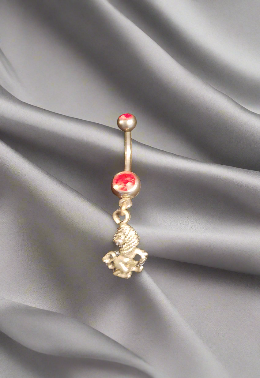 Belly Piercing Stainless Steel 316L with Dangling Leo Charm