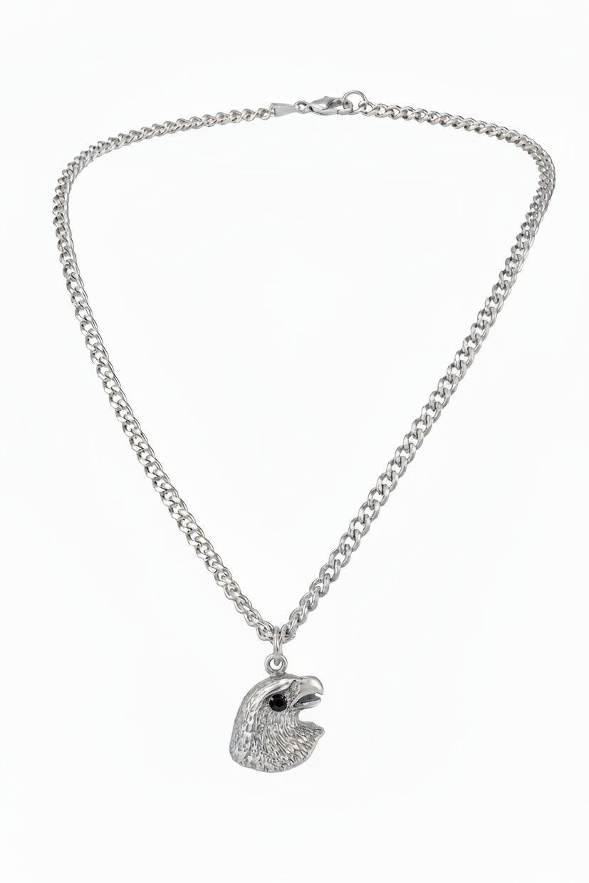 Eagle Head Steel Chain Necklace in 316l stainless steel.