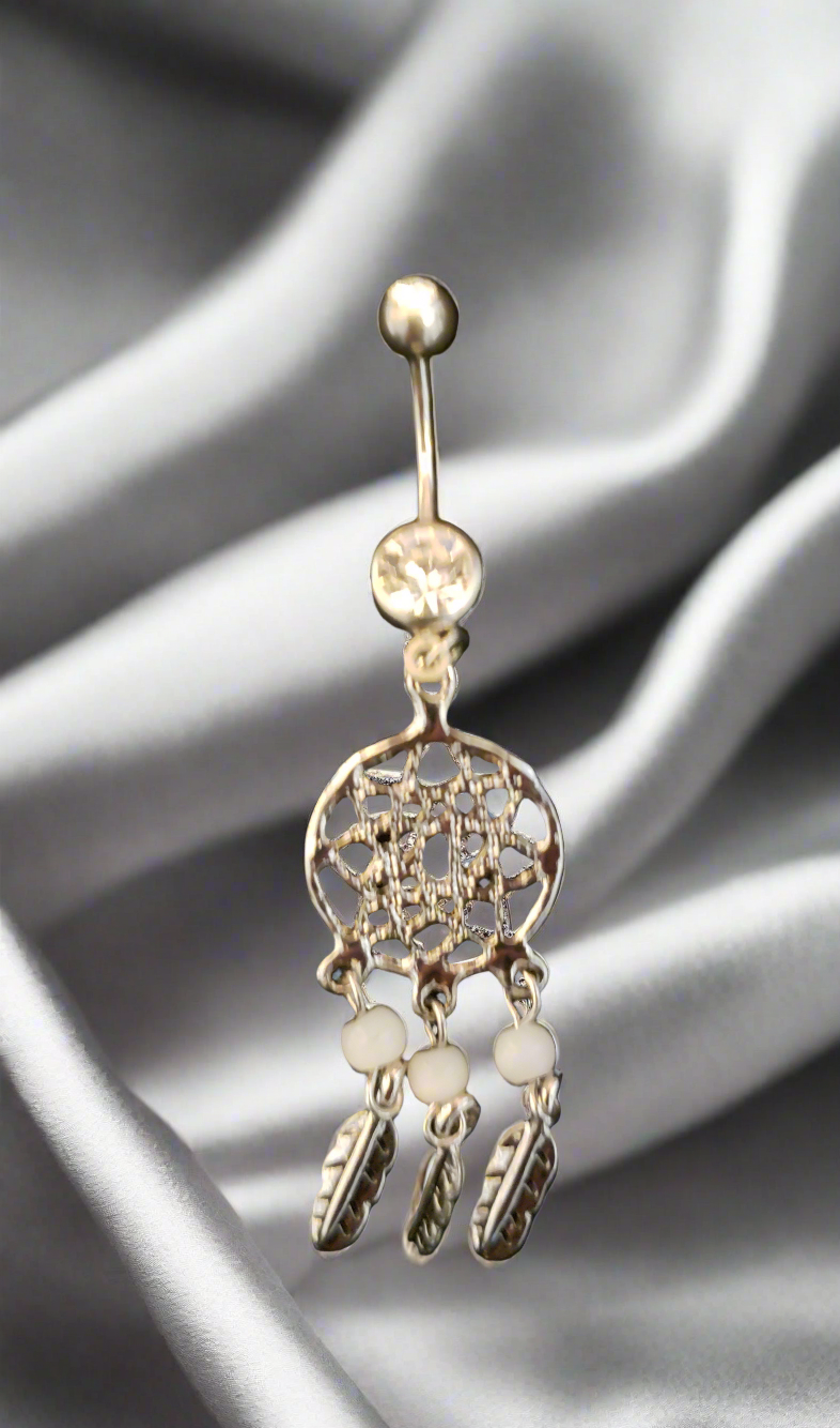 Belly Piercing Stainless Steel 316L with Dangling Lg Dream Catcher