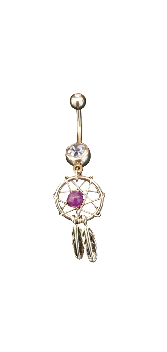 Belly Piercing Stainless Steel 316L with Dangling Dream Catcher